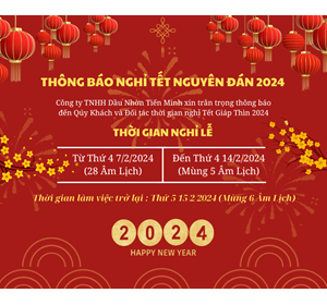 THÔNG BÁO NGHỈ TẾT ÂM LỊCH 2024